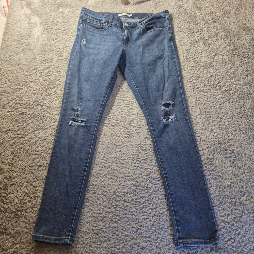 Levi's 711 Skinny 18881-0148 Womens 31 Distressed Medium Wash Ripped Jeans